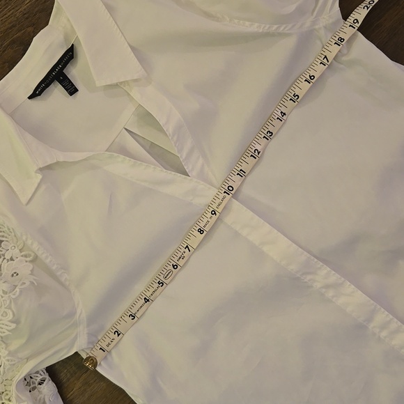White House Black Market Lace Embellished Poplin Shirt - Picture 8 of 10